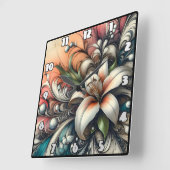 Lily Flower Design met kleurrijke Abstracte patron Vierkante Klok (Hoek)