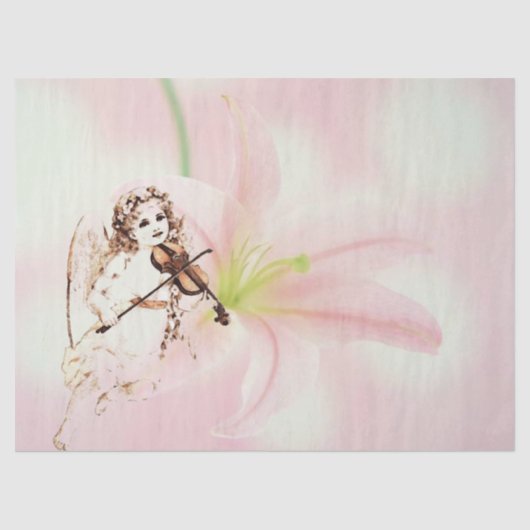 Lily Flower en Angel Gift Tissue Paper Tissuepapier (Voorkant)