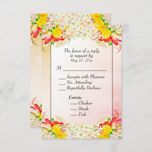 Lily Flower Garden RSVP w Entree Choice (Voorkant / Achterkant)