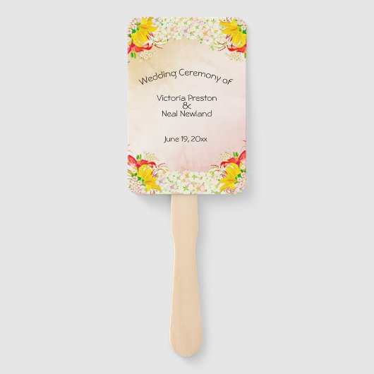 Lily Flower Garden Wedding Handwaaier (Achterkant)