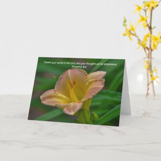 Lily Flower Goed Werk Bijbel Verse Care Kaart (Gele Bloem)
