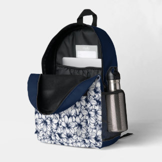 Lily Flower Ink Sketched Pattern Bedrukte Rugzak