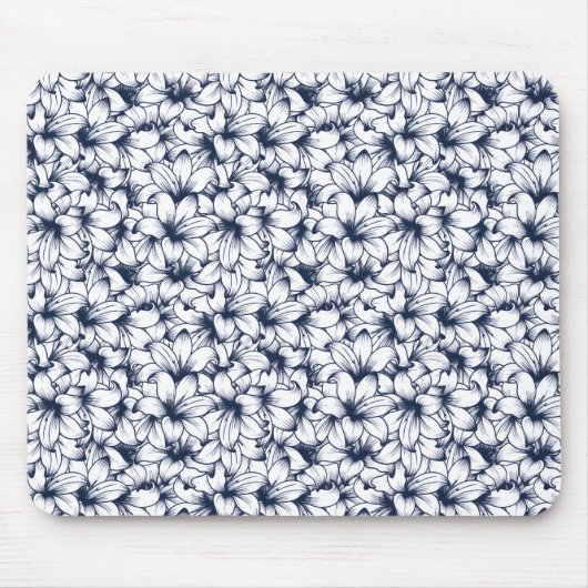 Lily Flower Ink Sketched Pattern Muismat (Voorkant)