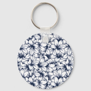 Lily Flower Ink Sketched Pattern Sleutelhanger