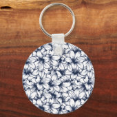 Lily Flower Ink Sketched Pattern Sleutelhanger (Voorkant)