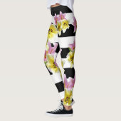 Lily Flower Lilies Striped Floral Pattern Leggings (Links)