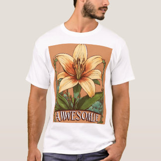Lily flower logo met het woord geweldige design t-shirt