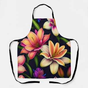 Lily Flower Painting in levendige kleuren Schort