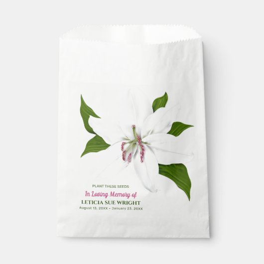 Lily Flower Seed Packet Funeral Memorial Bedankzakje (Voorkant)