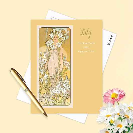 Lily Flower Series Alphonse Mucha Briefkaart