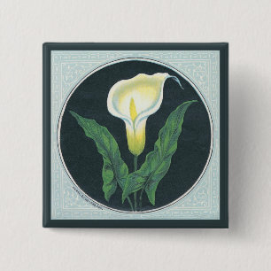  Lily Flower Vierkante Button 5,1 Cm