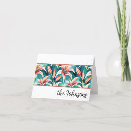 Lily Flower Waterverf Custom Stationery Bedankkaart