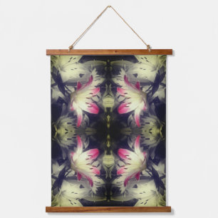 Lily Flower zwart en wit gedeeltelijke kleur Abstr Hangend Wandkleed