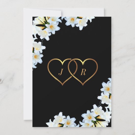 Lily Flowers Black White Modern Wedding Invitation (Achterkant)