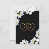 Lily Flowers Black White Modern Wedding Invitation Notitiekaartje (Achterkant)