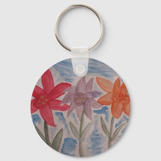 Lily Flowers Button Key Ring Sleutelhanger (Voorkant)
