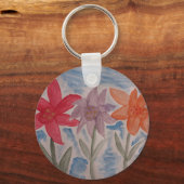 Lily Flowers Button Key Ring Sleutelhanger (Voorkant)