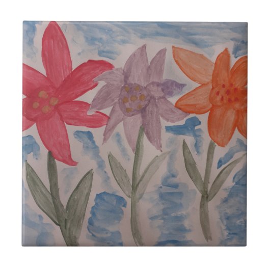 Lily Flowers Ceramic Tile Tegeltje (Voorkant)