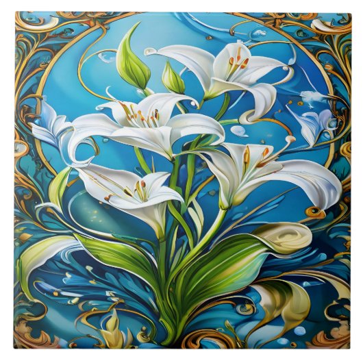 Lily Flowers in bloemontwerp Tegeltje (Voorkant)