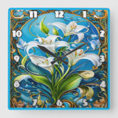 Lily Flowers in  bloemontwerp Vierkante Klok (Voorkant)