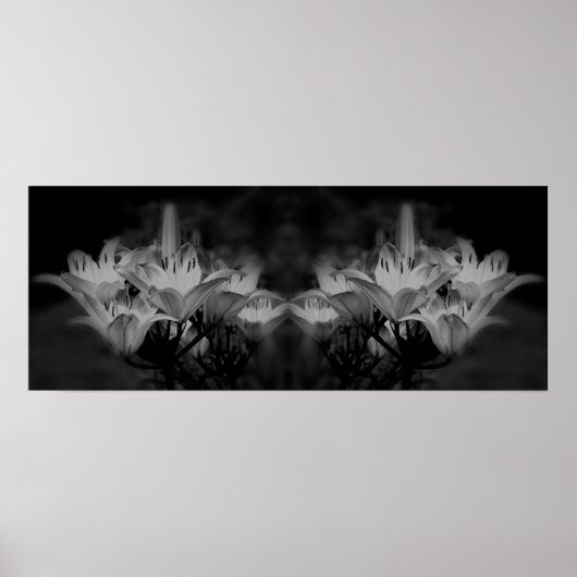 Lily Flowers in zwart-wit spiegel Abstract Poster (Voorkant)