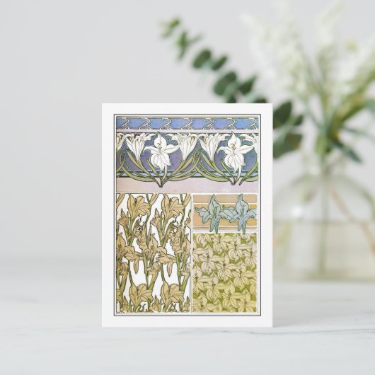 Lily Flowers of Art Nouveau Style, Mucha Briefkaart (Staand voorkant)