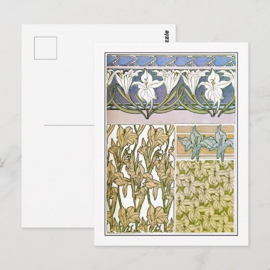 Lily Flowers of Art Nouveau Style, Mucha Briefkaart (Voorkant / Achterkant)
