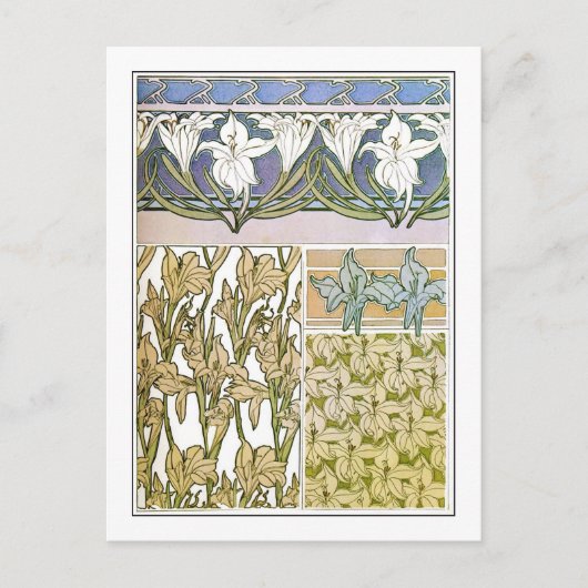 Lily Flowers of Art Nouveau Style, Mucha Briefkaart (Voorkant)