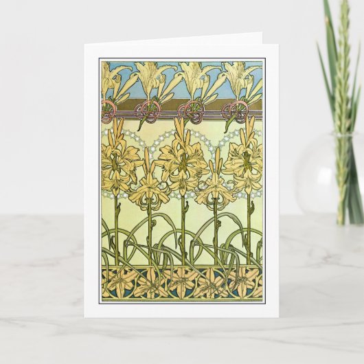 Lily Flowers of Art Nouveau Style, Mucha Kaart (Voorkant)