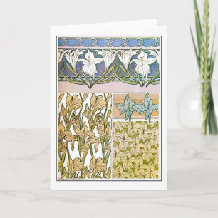 Lily Flowers of Art Nouveau Style, Mucha Kaart