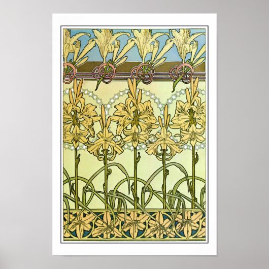 Lily Flowers of Art Nouveau Style, Mucha Poster (Voorkant)