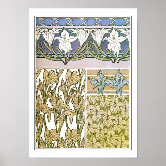 Lily Flowers of Art Nouveau Style, Mucha Poster (Voorkant)