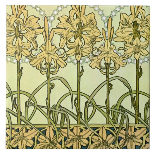 Lily Flowers of Art Nouveau Style, Mucha Tegeltje (Voorkant)