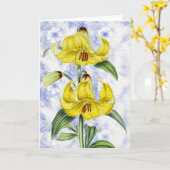 Lily Flowers op Pattern Art Note Kaart 2 (Gele Bloem)