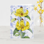  Lily Flowers op Pattern Easter Kaart (Gele Bloem)
