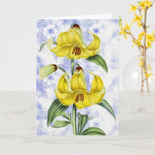  Lily Flowers op Pattern Easter Kaart (Gele Bloem)