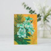 Lily Flowers Palm Leaf, Spring Floral Art Painting Briefkaart (Staand voorkant)