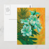 Lily Flowers Palm Leaf, Spring Floral Art Painting Briefkaart (Voorkant / Achterkant)
