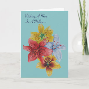 lily flowers pretty floral with verse for mom kaart