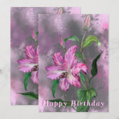 Lily Flowers Verjaardag Kaart Lelies - Schilderij (Voorkant / Achterkant)