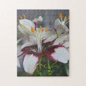 Lily Flowers White Maroon Botanische Fotografie Legpuzzel (Verticaal)