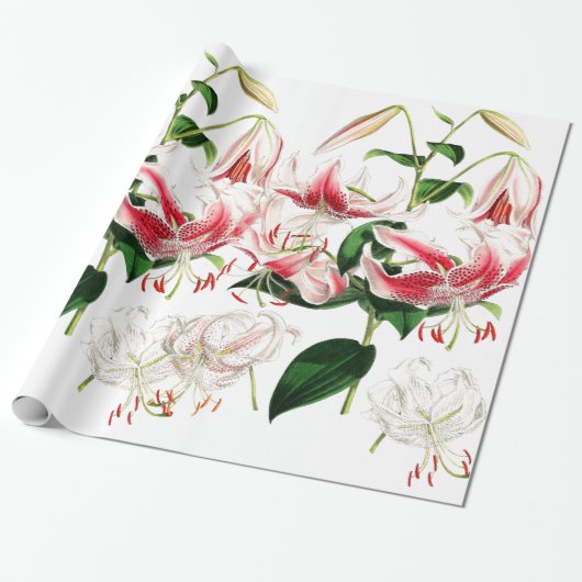 Lily Flowers Wrapping Paper Cadeaupapier (Uitgerold)