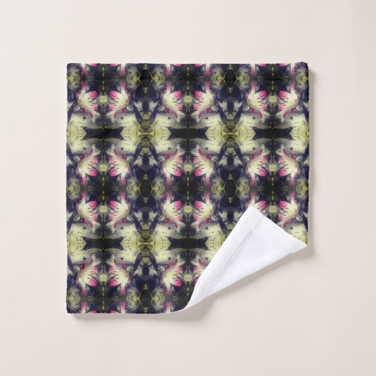 Lily Flowers Zwart-wit Gedeeltelijk Abstract Bad Handdoek (Wasdoekje)