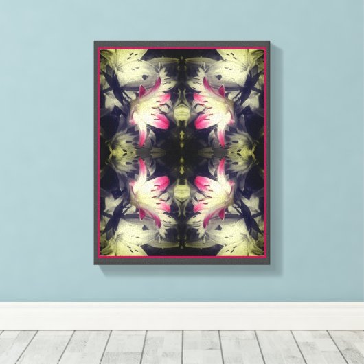 Lily Flowers Zwart-wit Gedeeltelijk Abstract Canvas Afdruk (Insitu (Houten vloer))