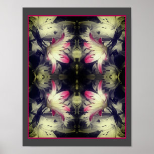 Lily Flowers Zwart-wit Gedeeltelijk Abstract Poster