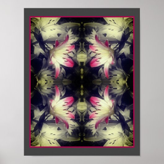 Lily Flowers Zwart-wit Gedeeltelijk Abstract Poster (Voorkant)