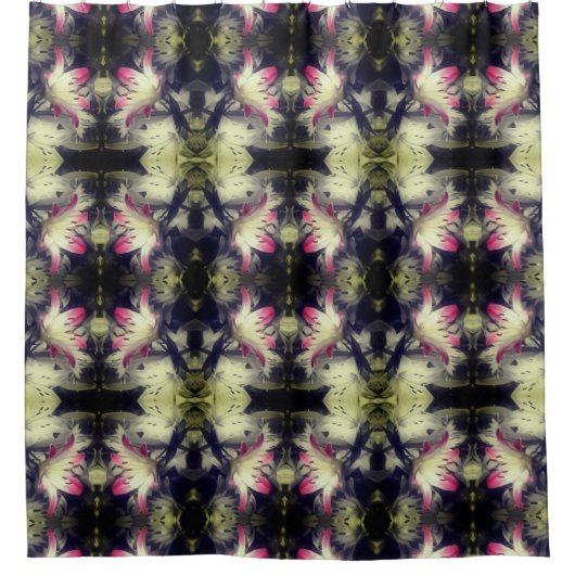 Lily Flowers zwart-wit gedeeltelijk patroon Douchegordijn (Voorkant)