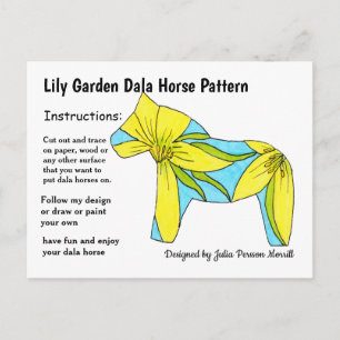 Lily Garden Dala Horse Pattern om te delen Feestdagenkaart