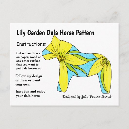 Lily Garden Dala Horse Pattern om te delen Feestdagenkaart (Voorkant)