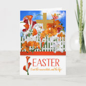 Lily Garden met Gold Cross Scripts Pasen Feestdagen Kaart (Voorkant)